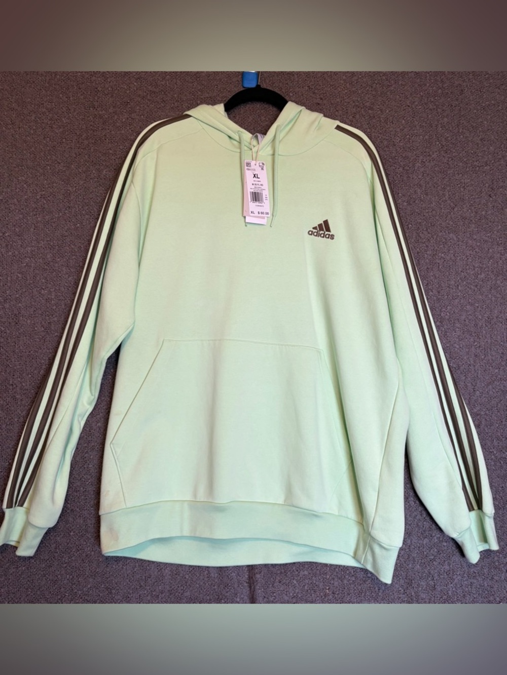 adidas Light Green Pullover Hoodie with Black Logo